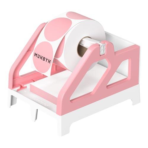 MUNBYN Label Holder for Rolls and Fan-Fold Labels, Thermal Sticker Roll Holder for Desktop Thermal Printer Shipping Supplies Industrial Paper, Pink