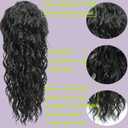 16 Inch Natural Black Water Wave Drawstring Ponytail for Black Women - Synthetic Hairpiece, Curly Wavy Extension, Natural Looking & Secure Hold, Easy to Install for Daily Party Use