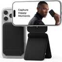 MOFT Phone Tripod Stand Selfie Stick for iPhone, Multi-Angles iPhone Stand, Lightweight & Portable Phone Holder, Strong Magnets, MOVAS Vegan Leather, Travel Essentials, Jet Black (Without Card Slot)