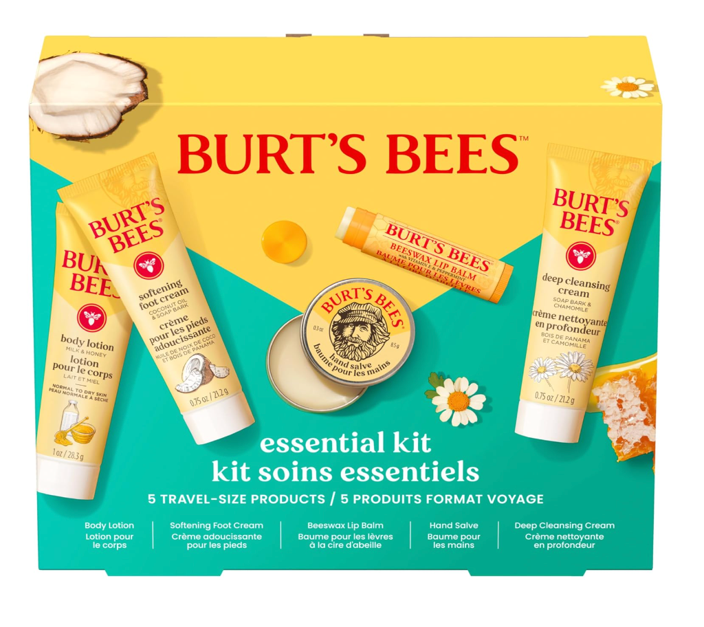 Burt's Bees Essentials Kit Gift Set, 5 Travel Size Products