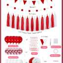 Red and White Party Decorations with Paper Pom Poms, Honeycomb Balls, Tassel Garland, Banner, Balloons for Birthday, Baby Shower, Valentine’s, Graduation Party