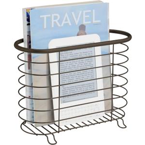 mDesign Newspaper and Magazine Rack for Bathroom, Office, Den - Bronze