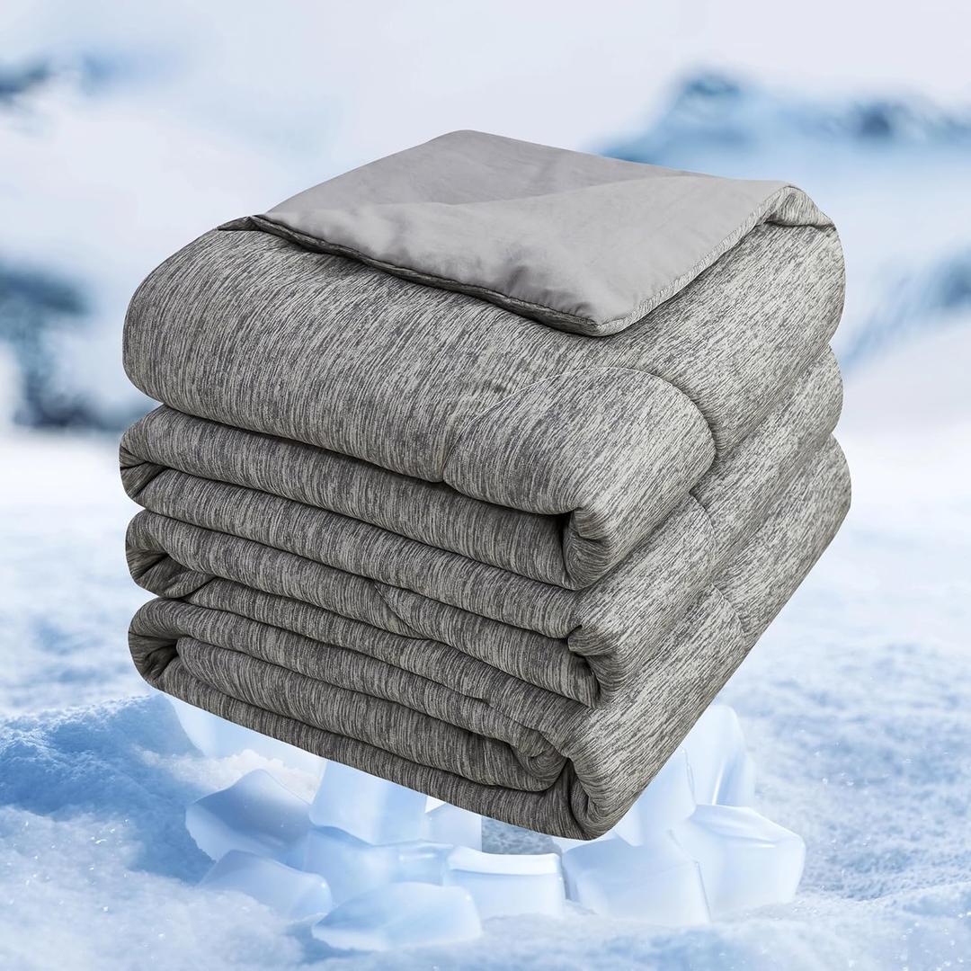 INGEROOM Cooling Comforter for hot Sleepers, Cooling Blanket Twin Size, Ice Cool Blanket Q-max 0.45, Summer Comforter Machine Washable Cooling Blanket-Grey 60'' x 80'' (Gray)