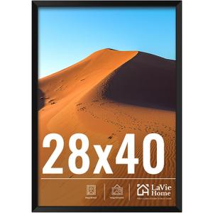28x40 Picture Frame for Wall Display, 28x40 Black Picture Frame with HD Plexiglass, 28 x 40 Poster Frame 1 Pack, Display Frame for Vertical or Horizontal, Classic Collection