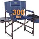 TIMBER RIDGE Folding Camping Chair with Cooler Bag, Director Chair Foldable with Side Table for Adults, Camp Chairs for Outdoor, Lawn, Sports, Fishing, Heavy Duty Supports 300lbs, Blue