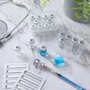 Threlaco 20 Pcs 1ml Sealed Sterile Empty Vials with Self Healing Injection Port Glass Penicillin Bottle with 20 Label Stickers (Aluminum)