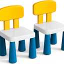 2 Pcs Plastic Toddler Chairs: Kids Chair for Table Birthday Gifts Step Stool Lightweight Indoor Outdoor School Playroom Nursery Beach Camping Activity Small Chair for Kids Boys Girls Age 3-6