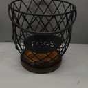 Chicken Egg Basket for Gathering Fresh Eggs with Metal Handle, Wire Egg Collecting Basket with Wooden Base, Round Egg Holder Countertop, Vintage Rustic Farmhouse Kitchen Decor Fruit Storage