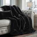 EVERGRACEHOME Luxury Soft Faux Chinchilla Fur Throw Blanket for Couch, Warm Thick Heavy Winter Throw Blanket 1220GSM for Bed, Fluffy Cozy Mink Blanket with Reversible Velvet, Black Noir Mink, 60"x80"