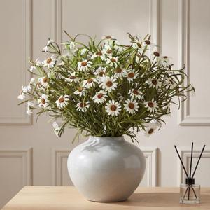 Daifunli 6 Bundles Artificial Silk Daisy Flower 17.7 Inch White Fake Daisies Decoration Faux Wildflowers Greenery Plant Stem Filler for Wedding Table Centerpiece Home Garden Porch Patio Decoration