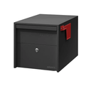 Adoorn Lockable Post Mount Mailbox | Small (Black), Size 12 x 12 x 18.5 (HxWxD) Anti-Theft Locking Mailbox with 2 Keys, Modern Mailbox with Flag, Weatherproof Mailboxes for Outside