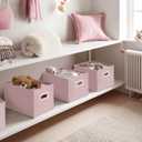 DECOMOMO Storage Bins for Shelves Robust Fabric Closet Bins for Shelves Toy Storage Clothes Books (Pack of 3 Pink)