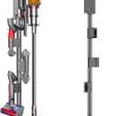 Vacuum Stand for Dyson V15 Detect, V12,V11,V10,V8, V7-Sturdy Aluminum Tube Storage Holder, 6.2 Lbs Steel Base,3 Accessory Clips for Up to 9 Attachments & Charger, with Trigger Lock.