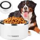 Stainless Steel Dog Bowls with Non-Slip Rubber Bottom,Insulated Dog Water Bowl for Large Dogs,Heavy Duty Metal Cold Pet Food Bowl,Rustproof,Dishwasher Safe (200oz,White)