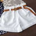 Baby Toddler Girls Summer Outfits 2-7 Years Kids Flower Print T-Shirt Sleeveless Top Belt Shorts Pants Set (Blue)