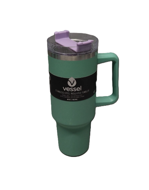 FF VESSEL SS TUMBLER W/ HANDLE 40 OZ GRN