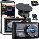 4K Front with Rear Dash Cam Dual Car Dash Camera Front and Rear,5G WiFi for Cars, 3.0" IPS Screen,UHD Night Vision 24H Parking Mode, Dual 170 Wide Angle, WDR, G-Sensor,Free 64GB Card 256GB Max
