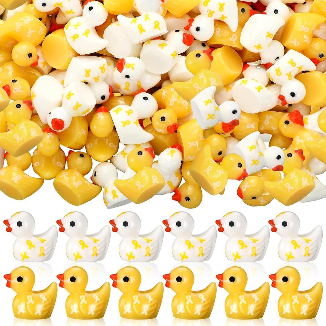 200 Pcs Childhood Cancer Resin Ducks Bulk Childhood Cancer Awareness Items Gold Ribbon Awareness Ducks for Public Charity Activities Supplies Event