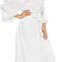 MizzGenio Women's Long Silk Robes Lightweight Long Satin Robes Full Length Sleepwear Dressing Gown L/XL