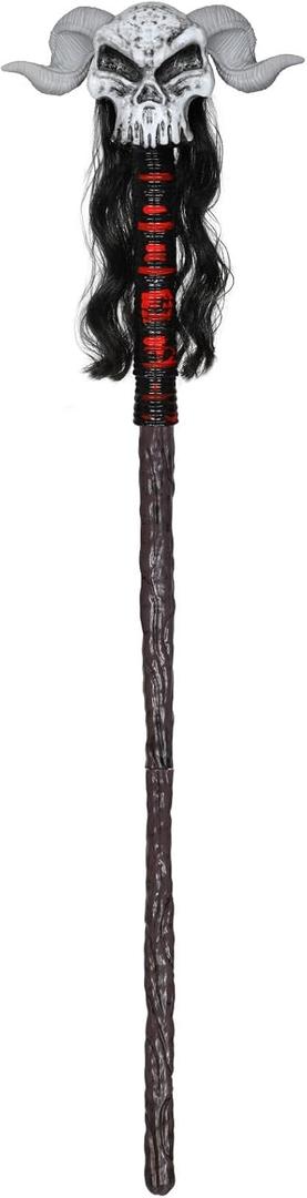 Warlock Wizard Staff Costume Accessory for Adult,Plastic Skull Wizard Staff Cane Stick Prop for Halloween Decoration