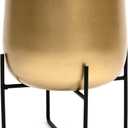 Olly & Rose 8.5 Inch Gold Metal Plant Stand with Pot - Indoor Planter, Large Flower Pot
