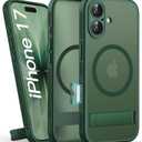 BXYJY for iPhone 17 Case Magnetic with Stand, Camera Control Button, Full Lens Protection, Compatible with MagSafe, Military Grade Protection, Translucent Matte Thin Hard Case for iPhone 17, Green