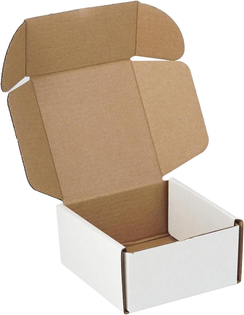 4"x4"x2" Shipping Boxes Set of 3, White Corrugated Cardboard Box Literature Mailer