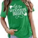 St Patricks Day Shirt Women Lucky Spirits Shirts Lucky Shamrock Graphic Tee Shenanigans Short Sleeve Tops