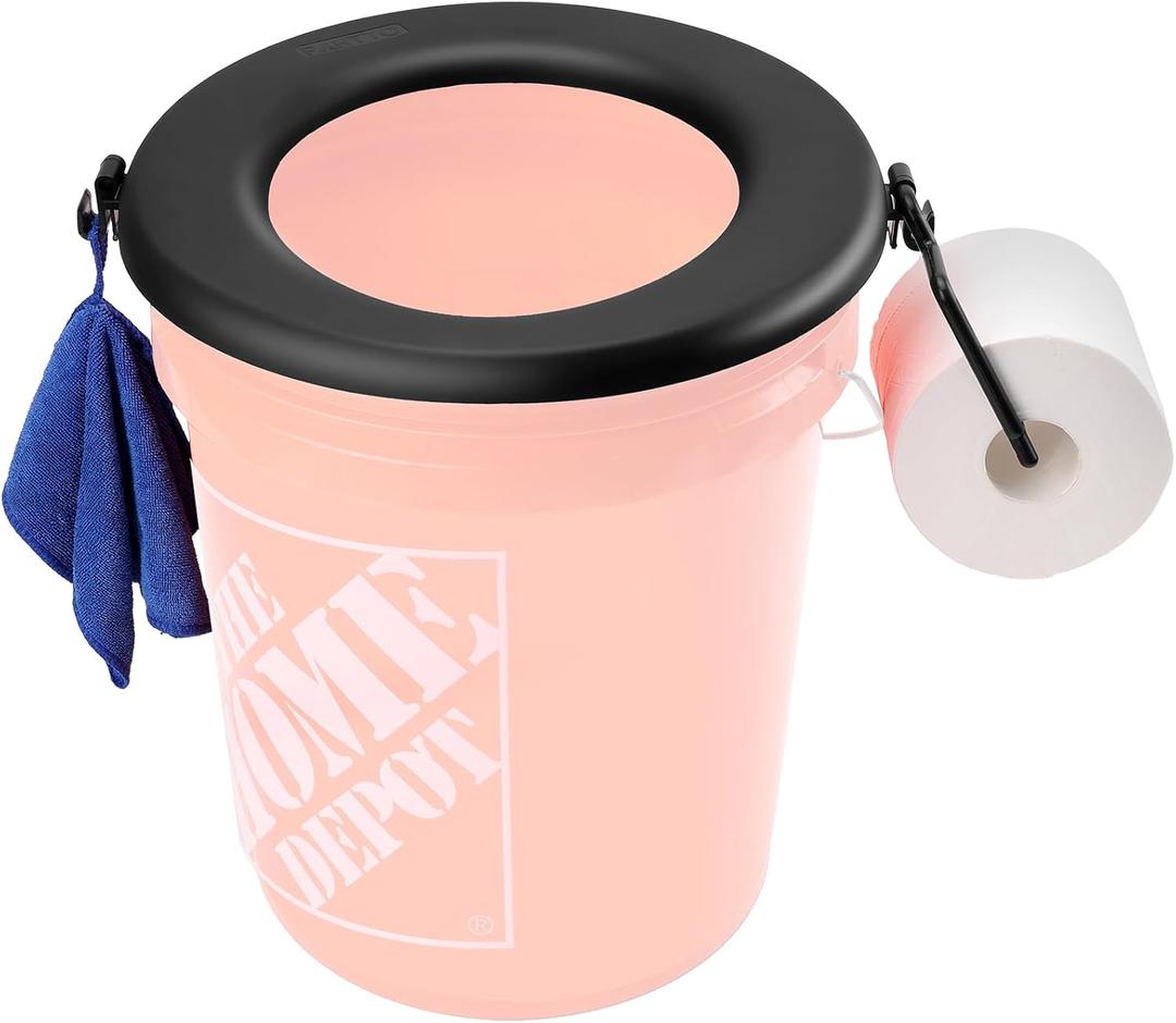 Bucket Toilet Seat, Portable Toilet Seat for 5 Gal Buckets, Camping Toilet Seat, Snap-on Toilet Seat for Outdoor, Camping, Hiking, Emergency, Car, Boat, RV Travel (Black)
