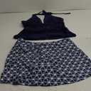 Yonique 2 Piece Swimsuits for Women Halter Tankini Top with Skirt Bottom V Neck Bathing Suit (Large, Navy Blue)