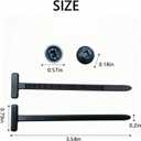 2 x 100 PCS Heavy Duty Nylon Cable Tie Buckles with Locking Pins & Buttons, UV Resistant Self-Locking Zip Tie Mounts for Car Bumper Repair, Automotive Body Fasteners, Universal Fit for Most Vehicles