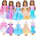 American 18 inch Doll Clothes Accessories - 5Pcs Different Princess Costume Dress American Clothes and Accessories(NO Doll)