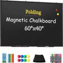 SELEAD Folding Magnetic Chalkboard - 60” x 40” Large Black Aluminum Frame Chalk Board Words Sign Wall Decor for Business, Menu, School, Office - Magnet Bulletin Display Board Pizarra