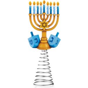 Daifunli Hanukkah Tree Topper 5.71 Inch Mini Christmas Tree Topper Chanukah Menorah Decoration Hanukkah Ornament for Treetop Chanukah Diwali Christmas Wedding Bridal Shower Party