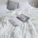 Maetoow Chenille Chunky Knit Blanket Throw 5060 Inch, Handmade Warm & Cozy Blanket Couch, Bed, Home Decor, Soft Breathable Fleece Banket, Christmas Thick and Giant Yarn Throws, White