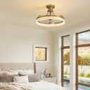 20inch Ceiling Fan With Light Gold Flush Mount Fandelier with Remote Control Modern LED Ceiling Fan 6 Wind Speeds Fandelier for Bedroom Living Room Kitchen