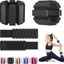 Pilates Wrist and Ankle Weights for Women - Adjustable Weighted Bangles for Men, 2 lbs Weighted Arm Bands Foot Leg Weights for Walking, Yoga, Training, Exercise, Running, Set of 2 (1LB Each) (Black)