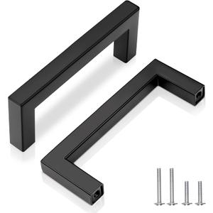 102mm (4") Center to Center Matte Black Stainless Steel Cabinet Handles 10 Pack - Kitchen Drawer Pulls & Dresser Knobs, Durable Cabinet Hardware