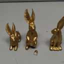 DN DECONATION Easter Decorations White & Gold Bunny Decor Rabbit Figurines, Wabi Sabi Easter Bunny Statue Set of 2 for Spring Tabletop Home Decor Farmhouse Shelf Mantel, Pressed Wood Sculpture