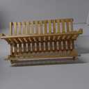 KAEASOUS Bamboo Dish Drying Rack - Large 2 Tier Wooden Dish Drying Rack for Kitchen, Wooden Plate Rack with Foldable Design, Drying Rack for Dishes, Utensils and Cups, Folding Dish Rack for Kitchen