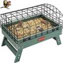 Kingsyard Squirrel Proof Ground Bird Feeder for Outdoors - Recycled Plastic Platform Feeding Station, Fly-Through Metal Caged Wild Bird Feeder for Small Birds, 5 LBS Large Capacity, Green