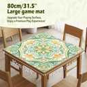 Green and Yellow Floral Mahjong Mat 31.5 x 31.5 in, Mediterranean Italian Flower Mahjong Mat for Table, Non-Slip Noise Reduction Game Table Cover for Card Poker Dominoes Dice and Board Games