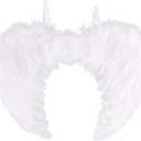 Feather Angel Wings Christmas Halloween Fancy Dress Costume Hen Night Party (White, 65 x 45CM)