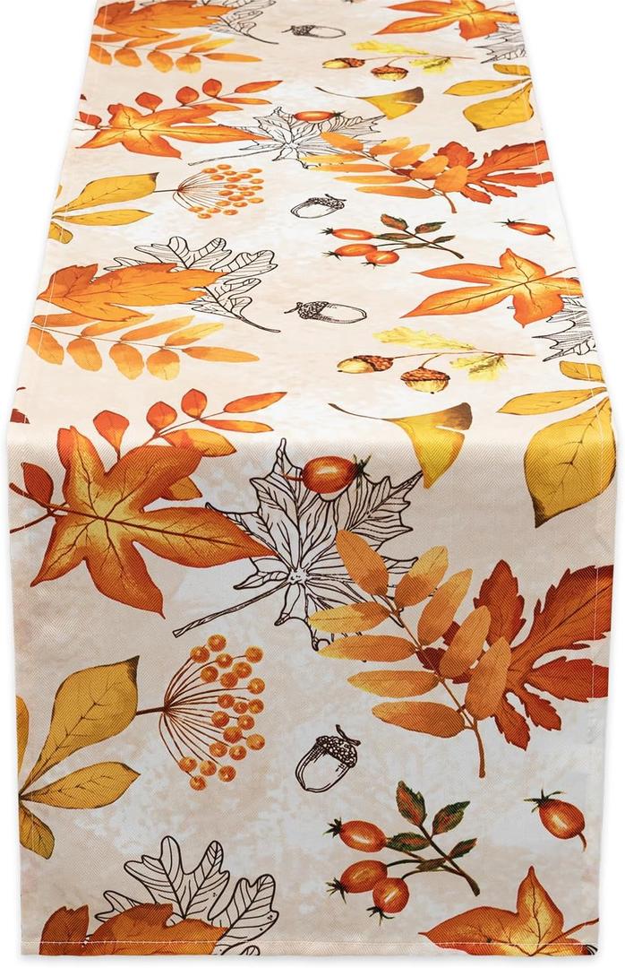 YiHomer Fall Thanksgiving Tabletop Collection for Kitchen Dining Decoration Parties Harvest, Fall Leaves, Table Runner, 14 x 72