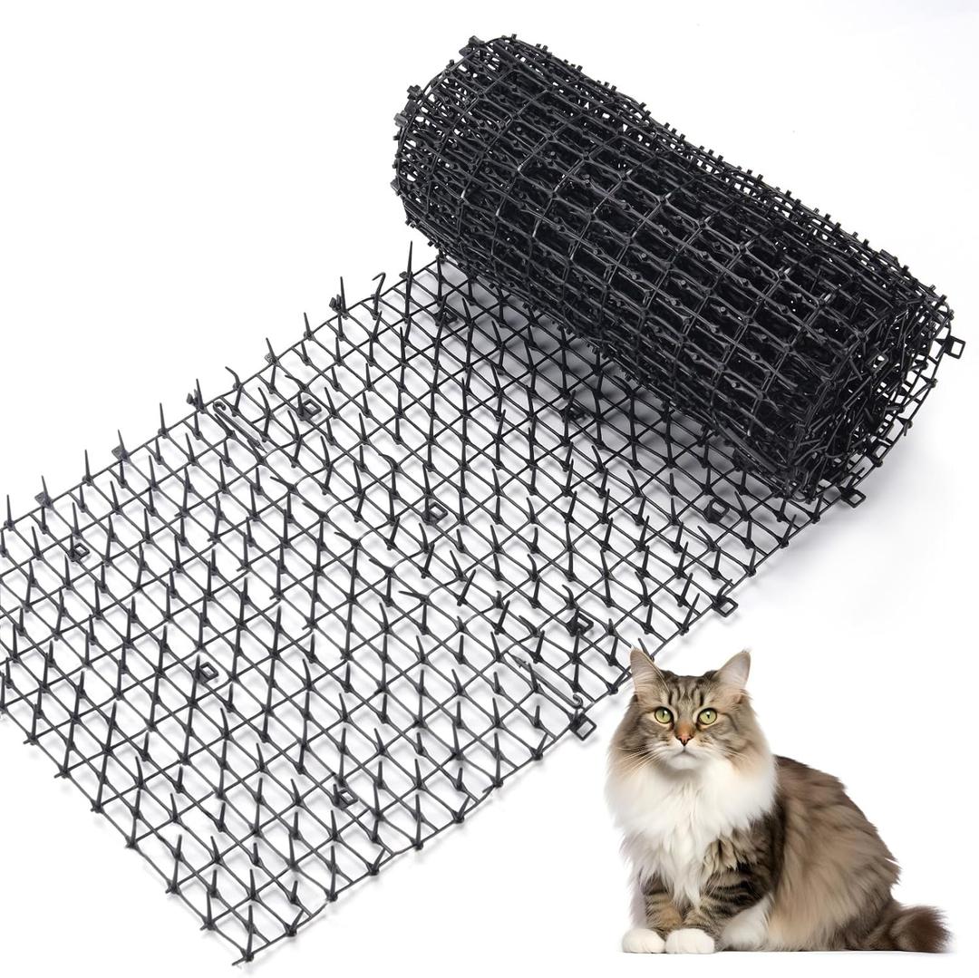 6.5ft Cat Scat Mat with Soft Spikes, Humane Indoor/Outdoor Cat Deterrent Mat for Garden, Countertops & Furniture, 78" x 11" Plastic Repellent Strip (BLACK)