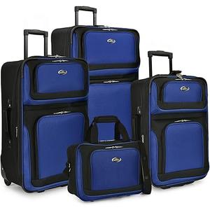 U.S. Traveler New Yorker Lightweight Softside Expandable Travel Rolling Luggage, Blue, 4-Piece Set (15/21/25/29), Blue