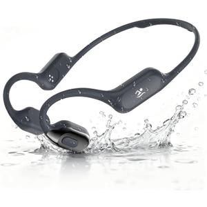 Swimming Headphones with Safelight, IPX8 Waterproof Bone Conduction Headphone Wireless Underwater Earbuds with 32GB Memory for Swimming, Cycling, Marathon