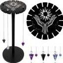 Yulejo 3-Shelf Pendulum Holder Crystal Shelf, Black Hand Moon Design for Crystal Essential Oil Display