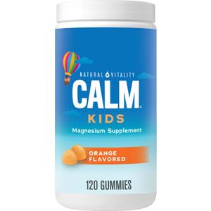 Natural Vitality Calm, Magnesium Citrate Kids Supplement, Stress Relief Gummies, Supports a Healthy Response to Stress, Gluten Free, Vegan, Sweet Citrus, 120 Gummies