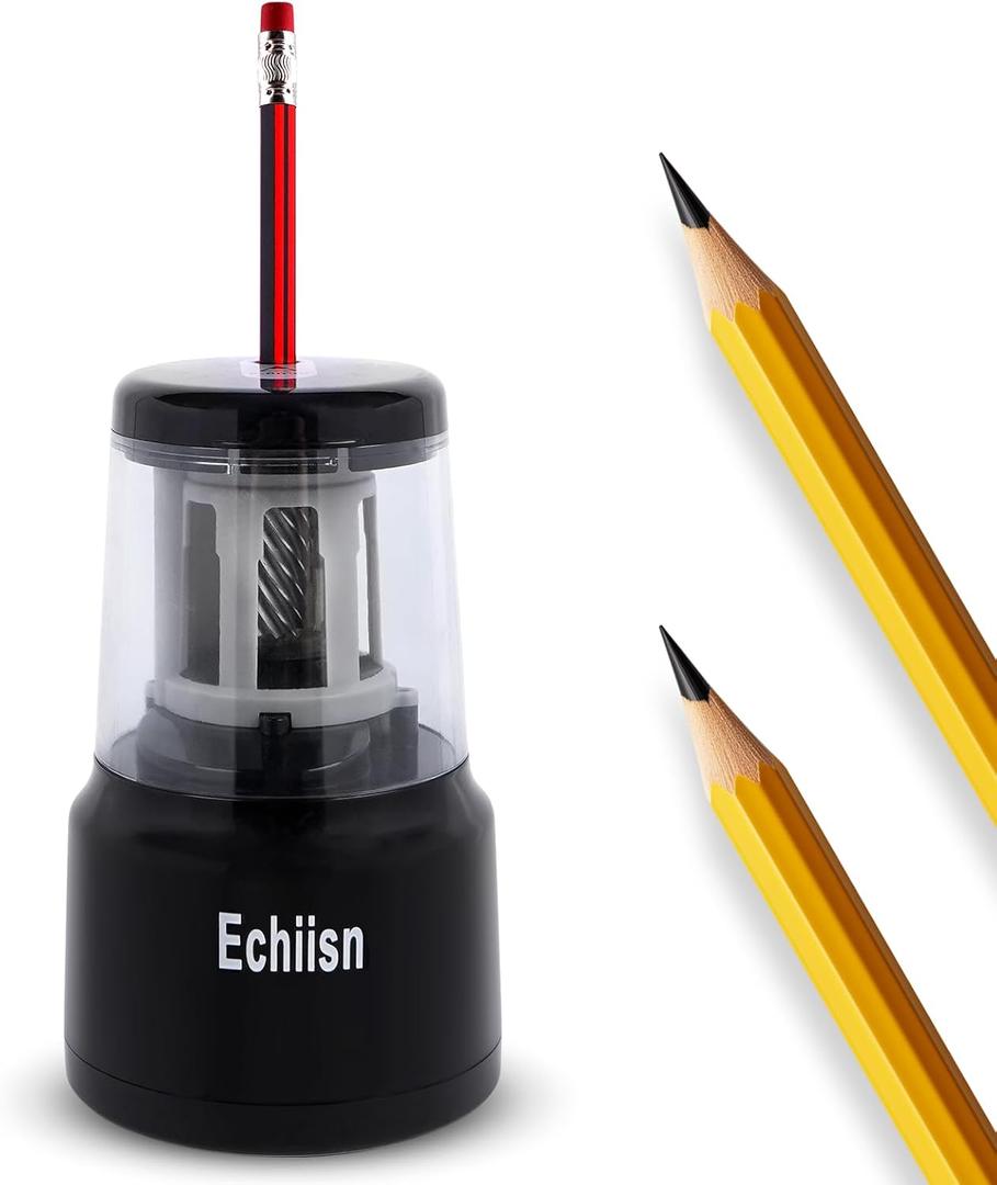 Electric Pencil Sharpener, Office Personal Super Sharp, Powerful Stall-Free Motor, (Black)